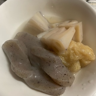 蓮根とこんにゃく、油揚げの煮物